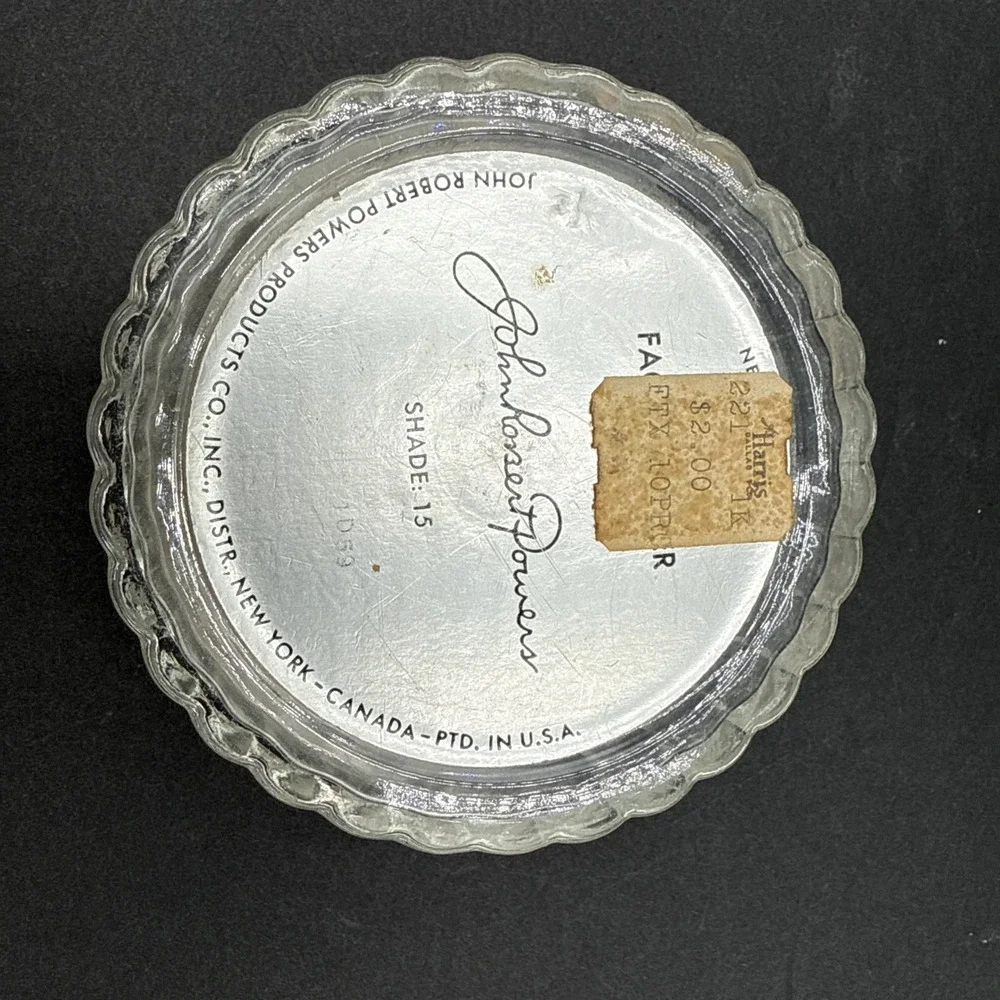VTG 1950s John Robert powers‎ Glass compact Powder JAR Vanity Cosmetics makeup
